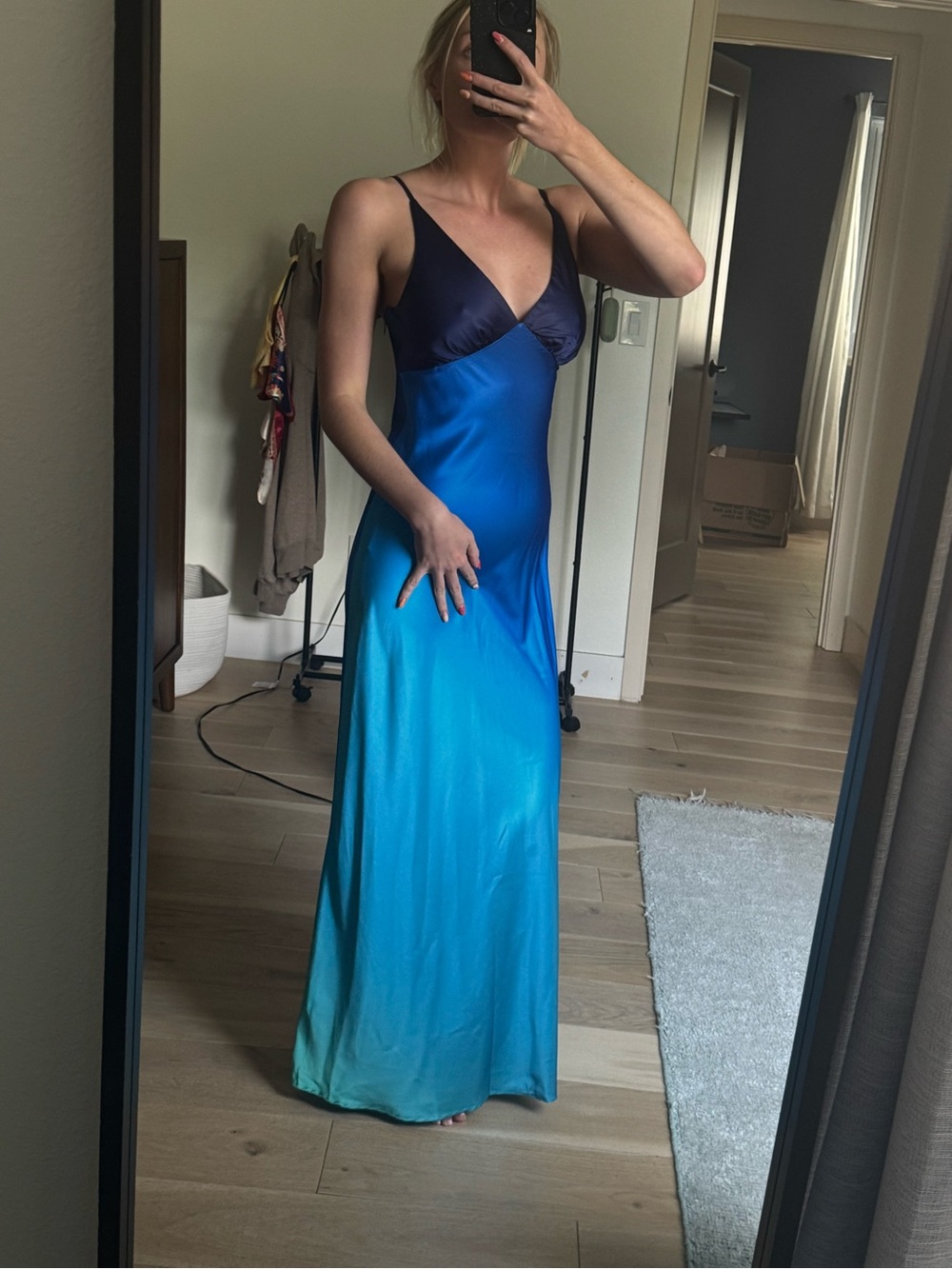 Mirabella Blue Satin Sorbet Maxi Dress